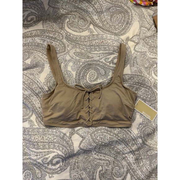 NWT Khaki large Michael Kors bikini top - Picture 1 of 3